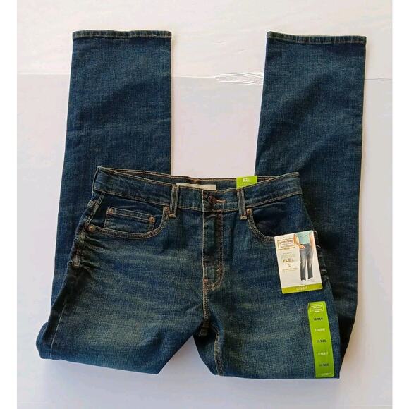 Levi Strauss Gold Blue Jeans Size 18 Adjustable Waist Regular Straight - Picture 1 of 10